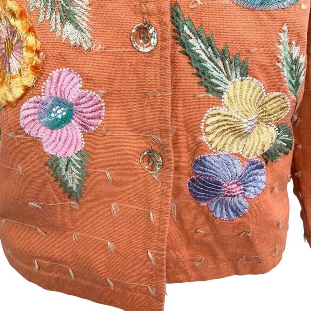 INDIGO MOON Embroidered Lined Blazer Jacket sz S - Picture 4 of 16